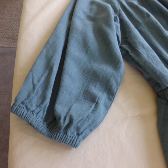 Lane Bryant Green puff sleeve midi dress size 20, tuck detail, lined Boho, NWT - Picture 11 of 16